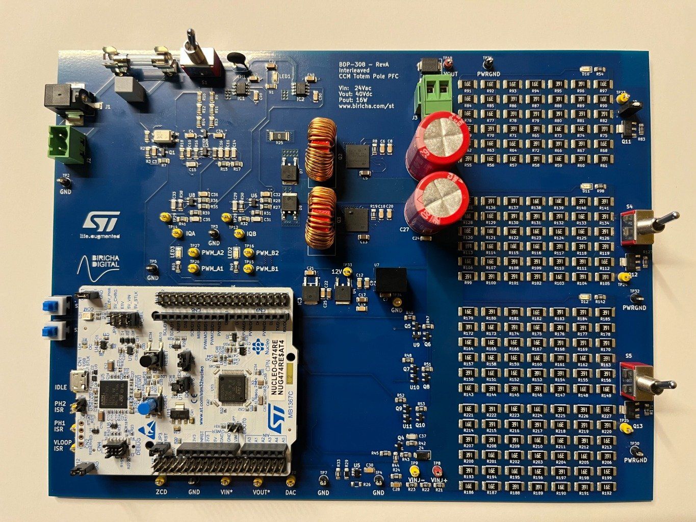 Interleaved ToTem Pole converter (PFC) training board from BIRICHA